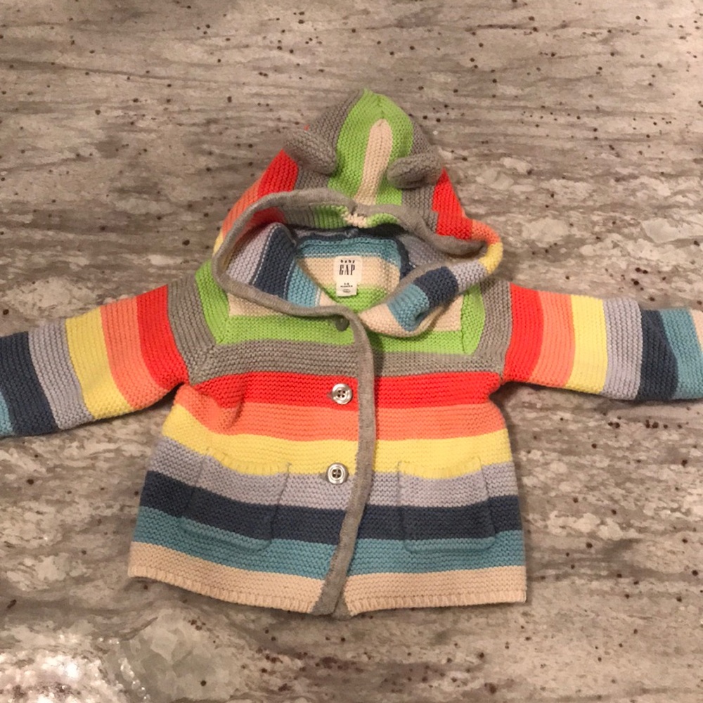 Baby Gap hoodie sweater multicolor stripe 3-6 mo